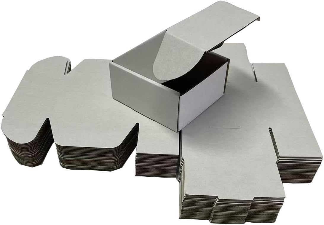 4x4x2 Shipping Boxes Set of 100, White Small Corrugated Cardboard Box, Mailer Box