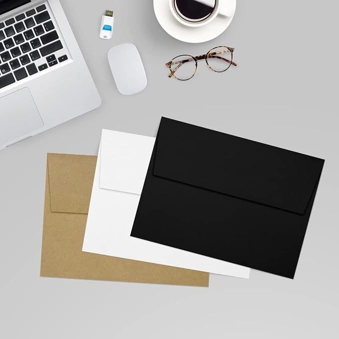LUXPaper A7 Invitation Envelopes | Peel & Press | 5 1/4" x 7 1/4" | Midnight Black | 80lb. Text | 1,000 Qty
