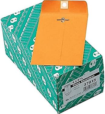 Quality Park 4 x 6 Clasp Envelopes, 100 Pack, Document Envelopes with Gummed Flap, Heavyweight 28 lb Paper with Reinforced Holes and Double Prong Clasp, Brown Kraft