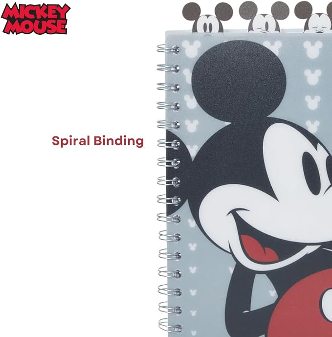 Disney Mickey Mouse Tab Journal Notebook, Spiral Bound, Cute Dividers, 8x7 | Vinyl Cover, Tabbed Dividers, Disney Mickey Mouse School & Office Supplies, Writing Journal, Diary, Travel Notebook, Notepad