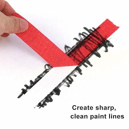 3 Pack Red Painters Tape - Masking Tape 1 Inch Wide - Multi-Surface, Smart Adhesion, Indoor & Outdoor - 270FT Total - Paint Tape for DIY, Labeling, Art, Car, General Purpose (#3910)