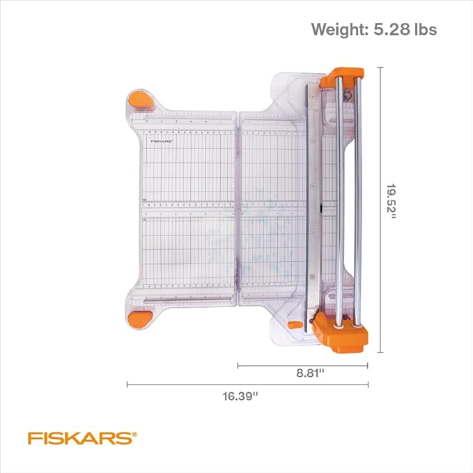 Fiskars ProCision Rotary Bypass Paper Trimmer, 12" Cut Length, Self-Sharpening, Paper Trimmer for Crafting and Scrapbooking, Arts and Crafts Supplies, Photo Cutter