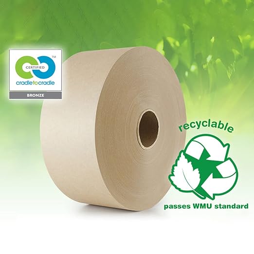 CURBY IPG Water-Activated Tape, 70MM x 100M Refill Roll (8-Pack), Tan