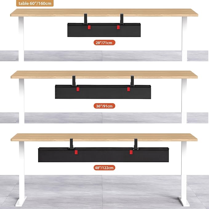 Univivi No Drill Under Desk Cable Management Tray, 48 inch Cable Management | Clamp/Screw Mount Desk Cable Organizer, Premium Fabric Cable Management Tray, Large Capacity Cord Organizer for Office, Home