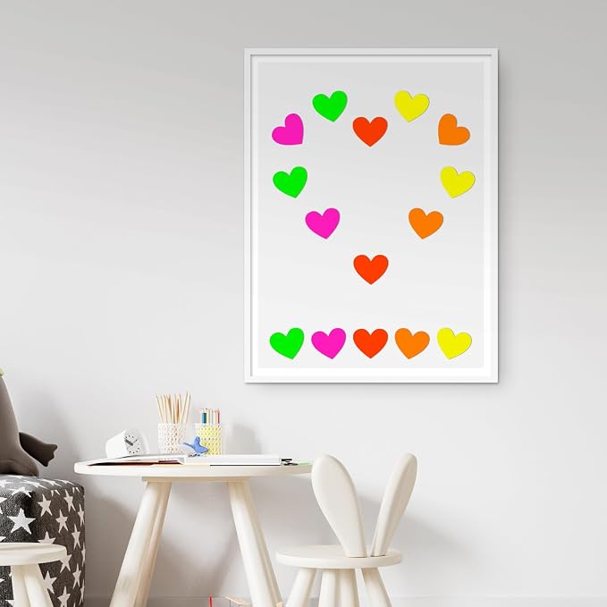 YSHIHE Fluorescent Heart Stickers,3/4 Inch Mini Sticke,5 Neon Colors | 1650 PCS Neon Love Sticker Cute Tiny Heart 55 Steets for Party, Gift Packaging, Decorating