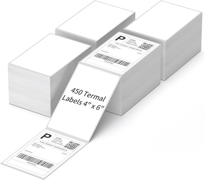 4" x 6" Fanfold Direct Thermal Labels, 2000 Per Stack, Compatible with Zebra, Elton Printers(4 Stacks)