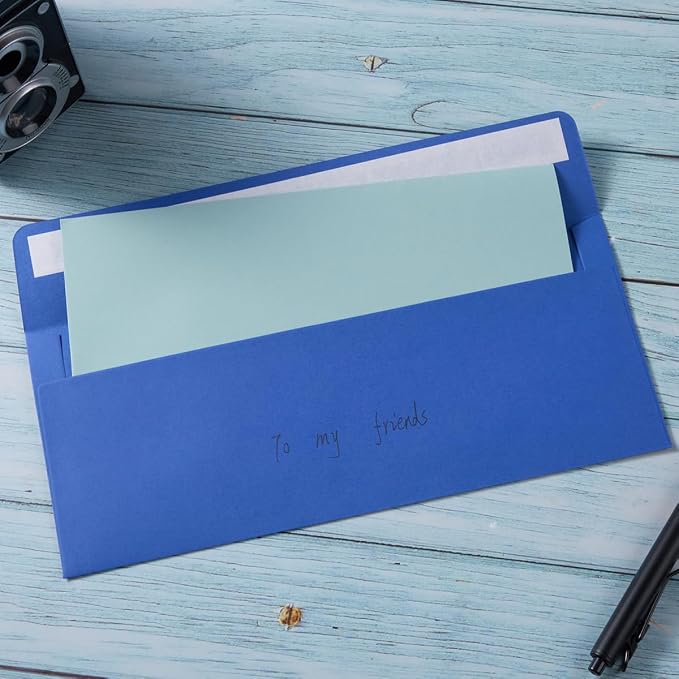 50 Pack #10 Business Envelopes, 4 1/8 x 9 1/2 Inches, Blue | Self Seal, Standard Business Envelopes For Greeting cards, Letter Mailing, Invitation
