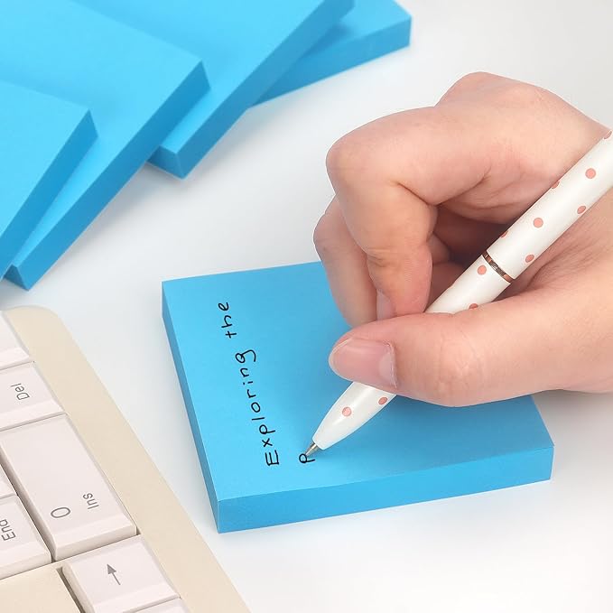 OSBOO Sticky Notes 3x3 with Bright Colors, 6 Pads 100 Sheets/Pad (Blue) | Bright Blue Self-Stick Notes Pads, 600 Sheets Total, Easy to Stick and Remove, Perfect for Office, School and Home