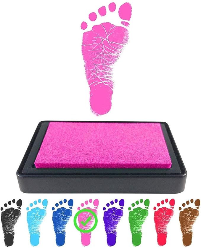 ReignDrop Ink Pad For Baby Footprint & Handprint - Creates Impressive Long Lasting Keepsake Stamp for Infant & Kids. Smudge Proof, Easy to Wipe Off Skin, Safe & Gentle Acid Free(Pink)