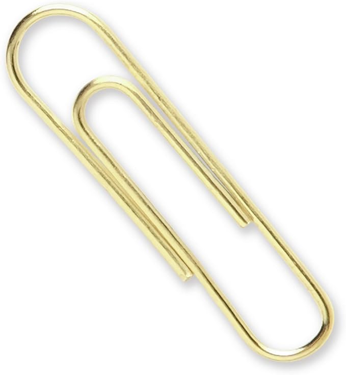 ACCO Brands Paper Clips, Regluar, # 2 Size, Smooth, Gold, 100 Clips/Box (72533) (Pack of 2)
