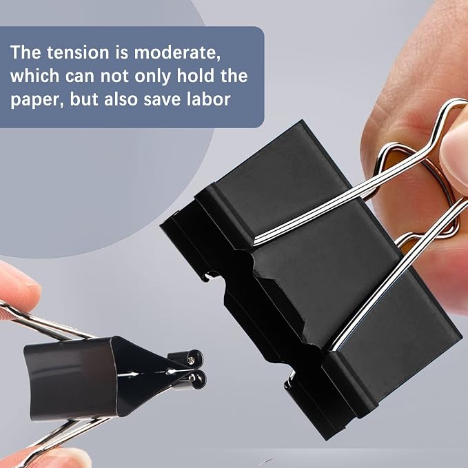 40 Pack Medium Binder Clips, 32mm 1-1/4 Inch Paper Binder Clips Clamps | Black Medium Clamps Office Supplies for Teachers Students School Office Business Paperwork Supplies