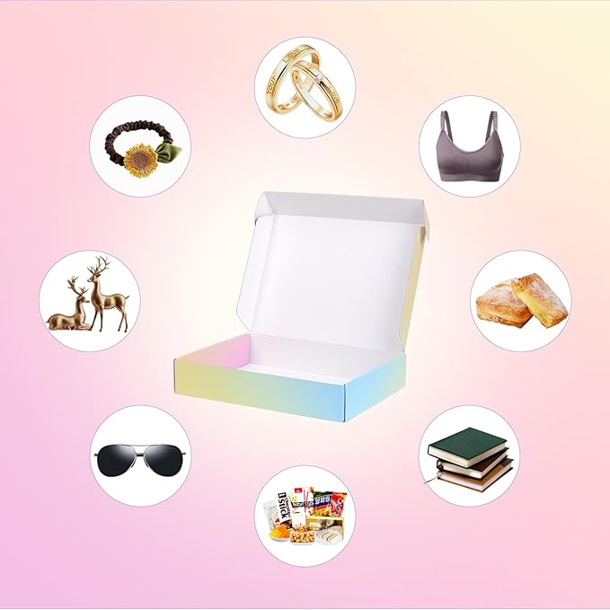 Shipping Boxes Medium 10x8x2", Colorful Mailer Boxes for Packaging 15 Pack, Corrugated Cardboard Boxes for Small Business Mailing