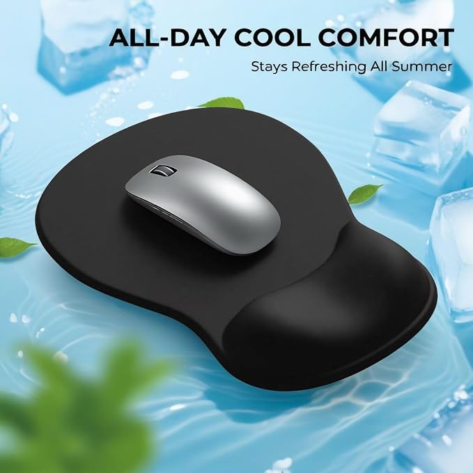 EooCoo Mouse Pad with Gel Wrist Rest, Ergonomic Mousepad Wrist Alignment | Middle Concave Design for Natural Wrist Alignment, Non-Slip Base Mousepad, Carpal Tunnel Relief, Office Desk Accessories