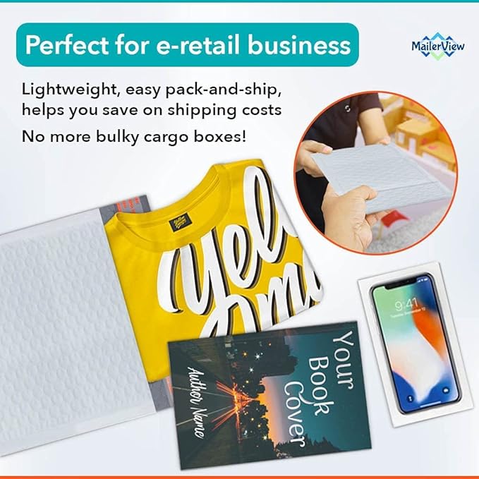 Bubble Mailers 10.5x16, Self Seal Poly Padded Envelopes #5, 100 Pack Bulk | Fits Books, Comics & Apparel, No Tape Needed, Cushioned Protection, Water-Resistant Poly, Made in USA
