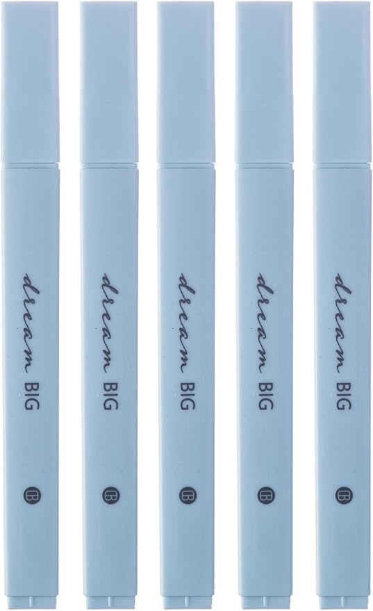 DIVERSEBEE Bible Highlighters with Soft Chisel Tip, No Bleed (Blue) | 5 Pack Single Color Pens, Quick Dry, Cute Aesthetic Markers for Bible Study Journaling Supplies
