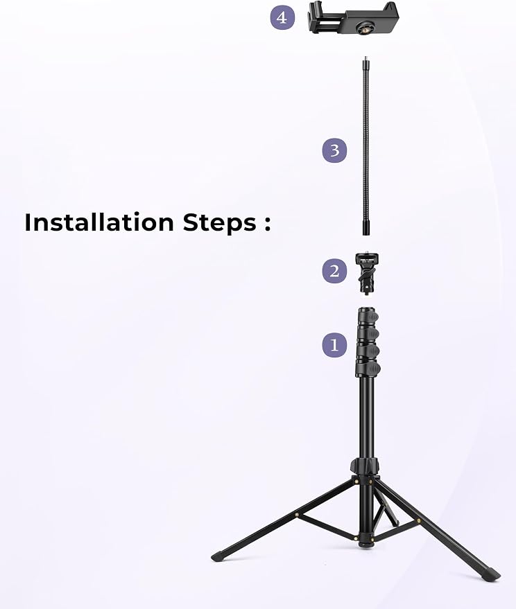 Phone Tripod Stand, 81" Tall Cellphone Tripod for iPhone with Gooseneck | Flexible Portable Phone Stand for Recording with Remote, Compatible with iPhone 17 16 15 Pro Android Camera