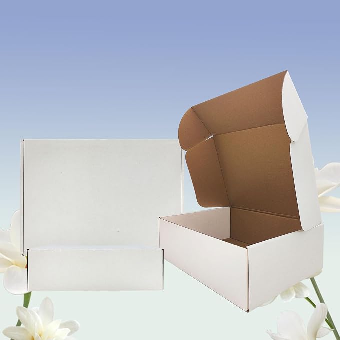 13x9x4 inch Shipping Boxes Set of 20, White Corrugated Cardboard Mailer Box | Tuck Top, Easy Assembly, DIY Cardboard, Recyclable Mailer Boxes for Packaging Small Business and Book Literature Gift Giving