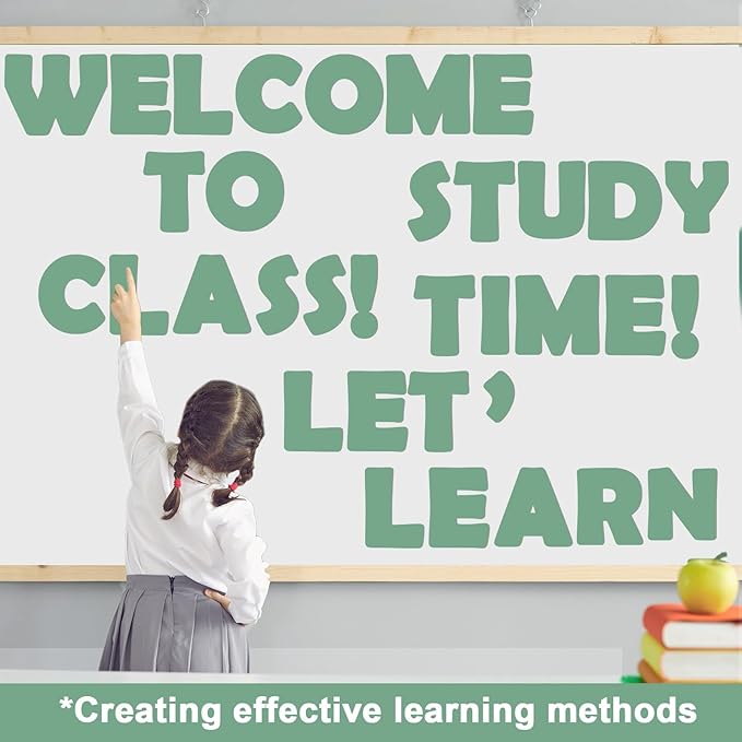 Qyeahkj 150PCS Large 7" Font Bulletin Board Letters and Punctuation Cutouts Set Green Eucalyptus Alphabet Combo Pack Decoration for Classroom Bulletin Board Display Wall Home School Poster Decor