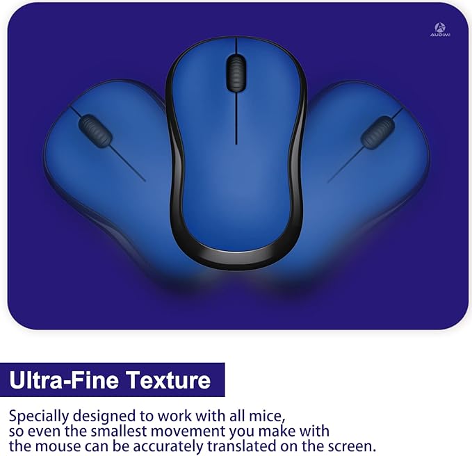 Audimi Small Mouse Pad 6 x 8 Inch, Mini Mouse Pad Thick for Laptop Wireless Mouse Home Office Travel, Portable & Washable (Blue)