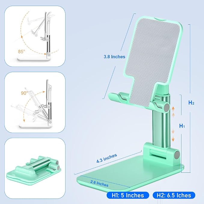 Phone Stand for Desk, Cell Phone Holder Cute Smart Cellphone Stand Foldable Stands Compatible with Under 8" Devices, Office Accessories, Pink