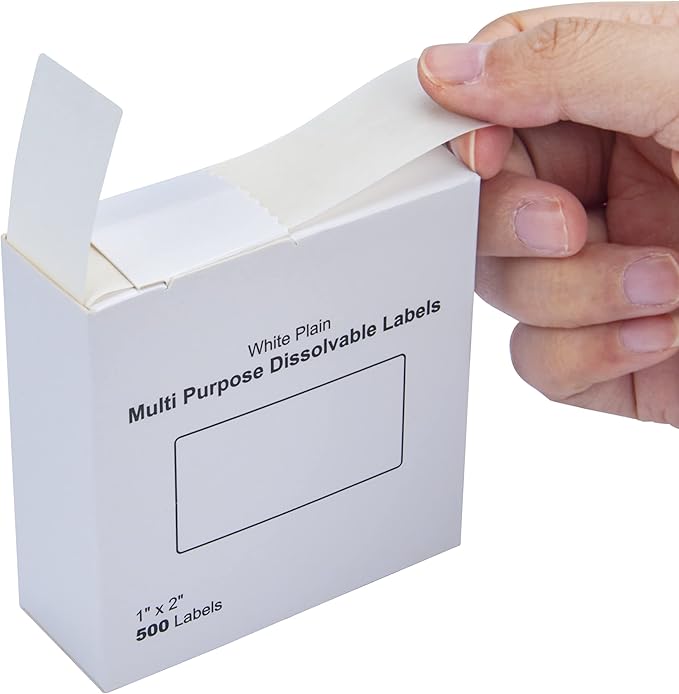 L LIKED Blank White 1 x 2 Inch Dissolvable Labels for Food Rotation Prep roll of 500 (3 Rolls)