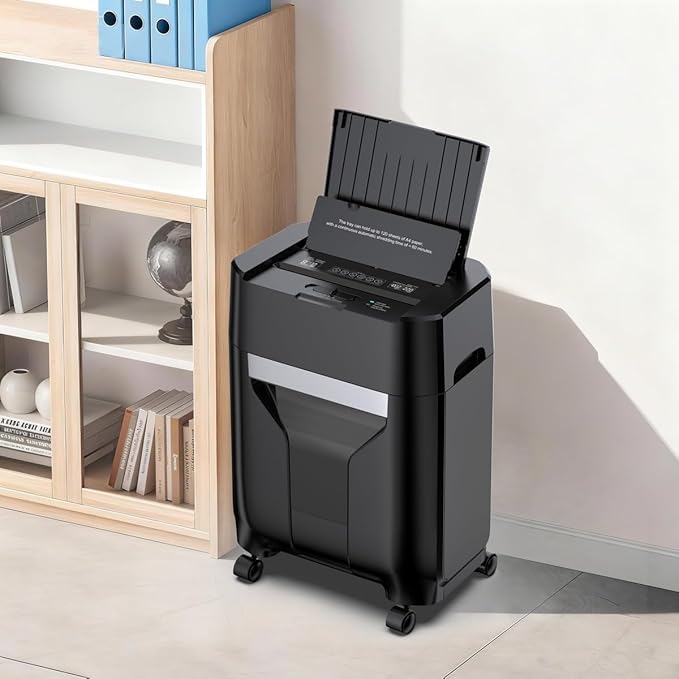 120-Sheet Auto Feed Paper Shredder, 40 Min Non-Stop, Shredders for Home Office Heavy Duty, P-4 Ultra Security Shredder for Home Office, Cross-Cut with Wheels, 5.28 Gal Bin, <63 dB (OL287)