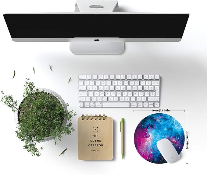 BOSOBO Mouse Pad, Round Nebula Galaxy Mouse Pad, Personalized Designs, Dual Stitched Edges, Anti-Slip Rubber Base, Customized Mousepad for Women Girls Office Computer Laptop Travel, 7.9 x 7.9 Inch