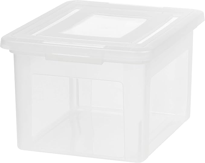 IRIS USA 35 Qt. Letter/Legal File Box with Latching Lid, Clear | Organize lesson plans, classroom files and teaching materials with clear storage for teachers, schools and educators