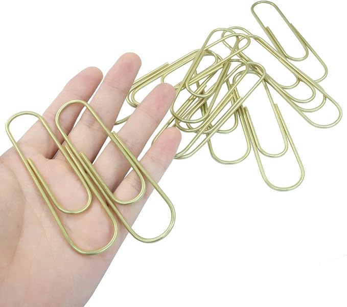 4 Inch Jumbo Paper Clips, Gold, 15Pcs | Coated Large Reusable Big Paperclips for Office, School, Home Document Organizing