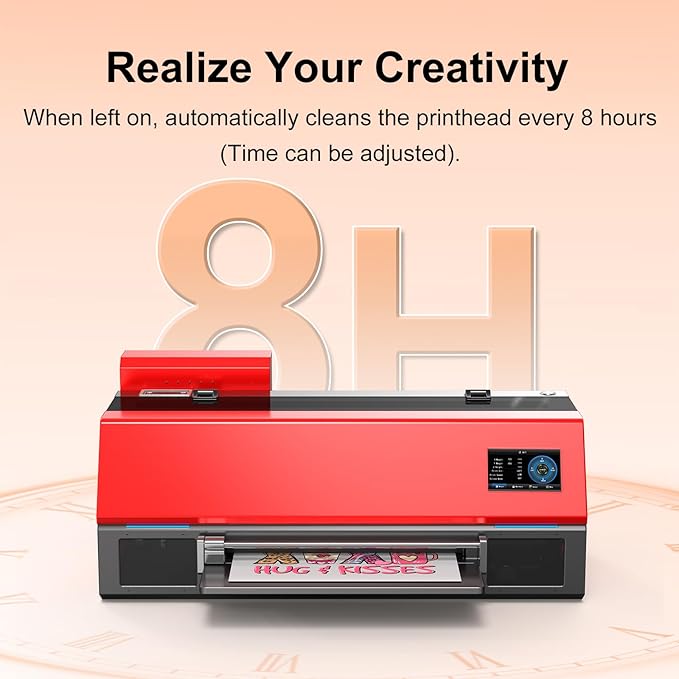 PLK A3 Plus XP600 DTF Printer, Double-Speed Than L1800/L805, 4.5'' Touch Screen, Auto-Cleaning, Dual White Ink System, Film-Cutter, Apparel Printer Machine, 2-Year Ink Included (C13+Oven+Heat Press)