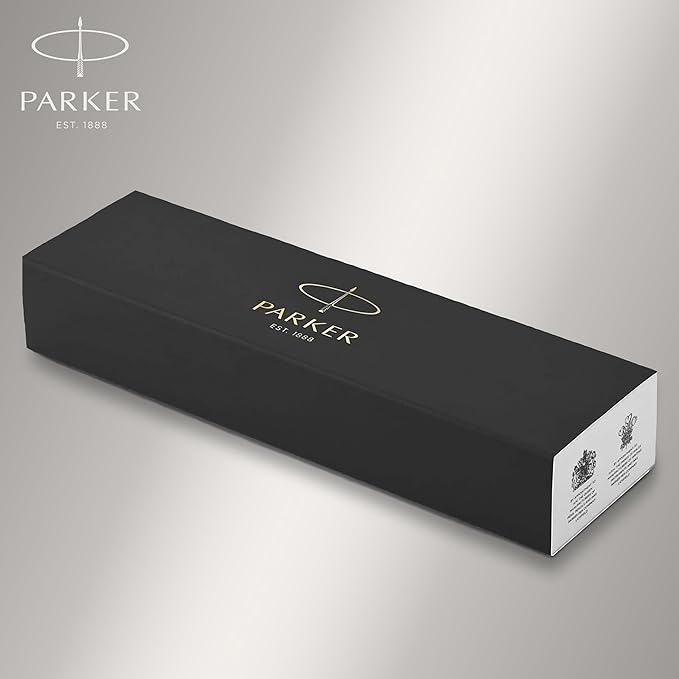 PARKER IM Rollerball Pen, Black Lacquer Gold Trim with Fine Point Black Ink Refill, Gift Box (1931659), Black and Gold