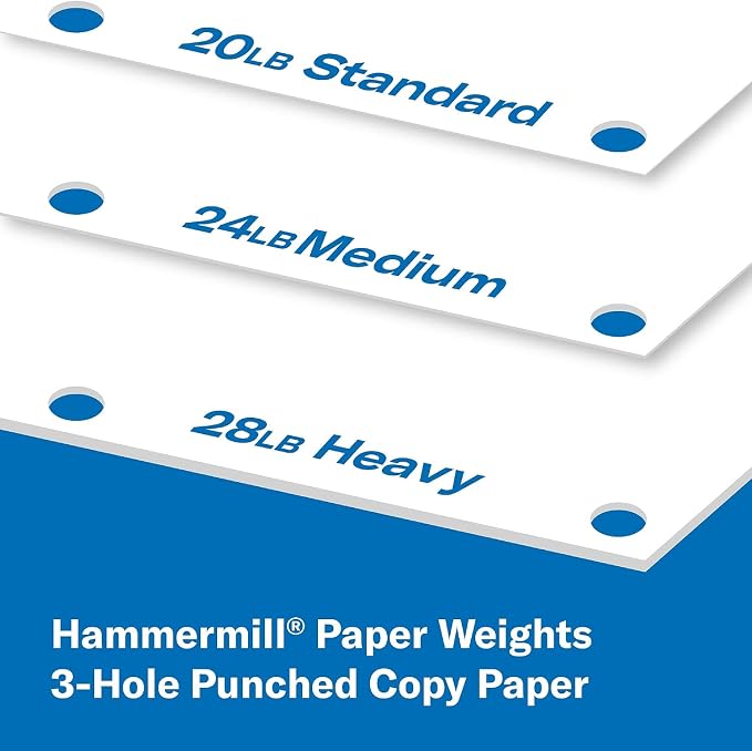 Hammermill Printer Paper, Great White 30% Recycled Paper, 3 Hole - 92 Bright, Made in the USA, 086702-1 Ream (500 Sheets)
