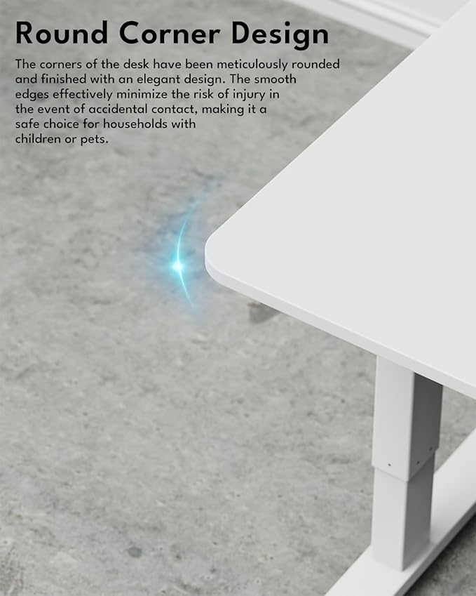 Standing Desk, Height Adjustable Electric Stand up Desk, 31.5 x 24 Inches Sit Stand Home Office Desk with Splice Board, White Frame/White Top