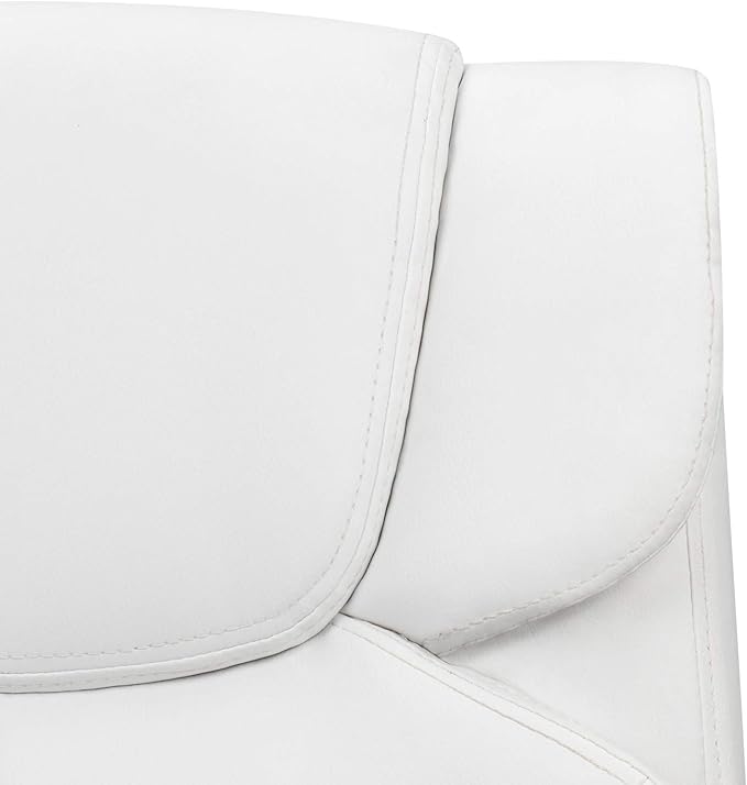 Furmax Mid Back Executive Office Chair Swivel Computer Task Chair with Armrests,Ergonomic Leather-Padded Desk Chair with Lumbar Support(White)