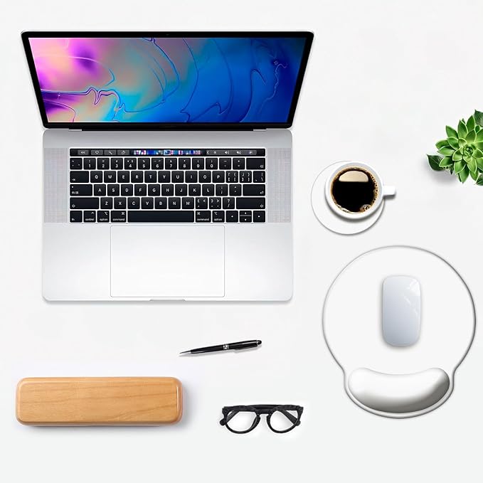 DOOKE ErgoComfort Wrist Rest Mouse Pad-Ergonomic Office Mousepad with Wrist Support-Non-Slip,Pink Desk Accessories Mat for Home&Game Decor White