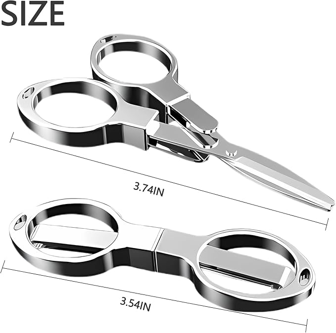 Folding scissors,TSA-Compliant and Portable,Compact enough to fit in your purse,Safe Portable Travel,small,Stainless Steel Retractable Scissors,fishing scissors,2 Pcs