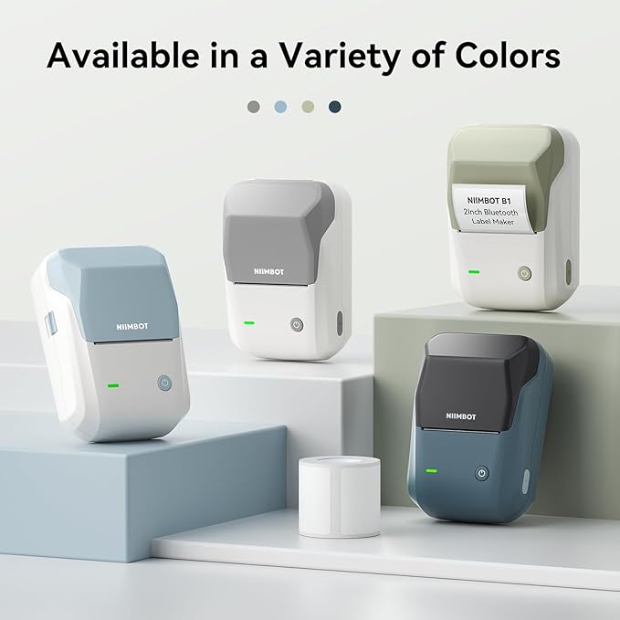 NIIMBOT B1 Label Maker, 2Inch Bluetooth Label Printer for Home, Green | Label Maker Machine Support Smartphones & PC for Small Business, School, Office, Came with 1 Roll White Label(2x1.2'')