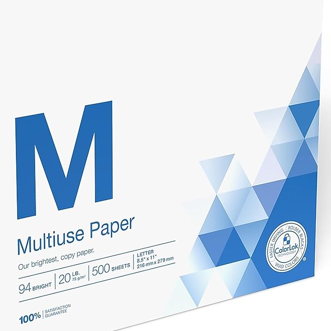Staples Multipurpose Copy Printer Paper, 20 lb, 8.5 x 11 Inches, 1 Ream, 94 Bright, White
