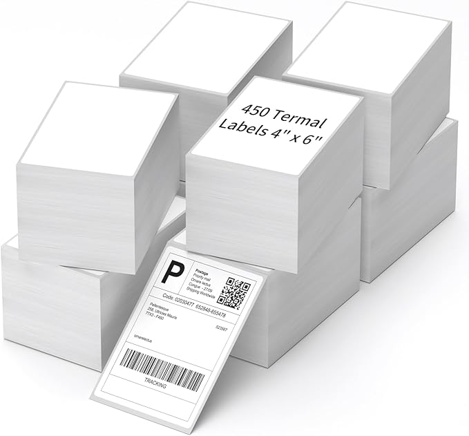 4" x 6" Fanfold Direct Thermal Labels, 2000 Per Stack, White Perforated Shipping Labels Compatible with Zebra, Elton Printers(8 Stacks)