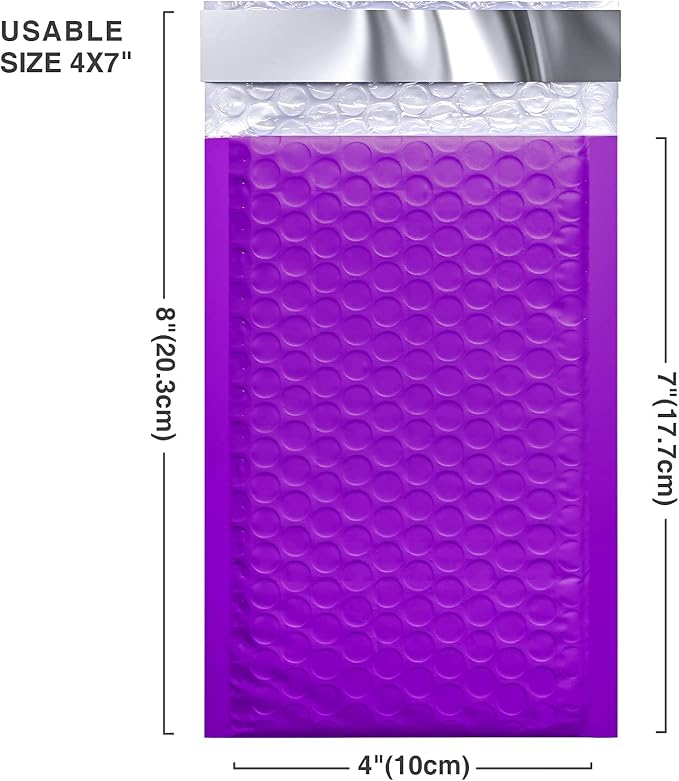 Metronic Bubble Mailers, Purple 4x8" Case of 800, Bulk Poly Bubble Mailers | Shipping Bags, Shipping Envelopes Self-Seal, Mailing Envelopes, Padded Envelopes, Packaging for Small Business, Jewelry