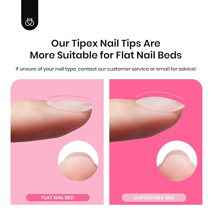 Beetles Tipex Instant Apex Nail Tips, Long Square, 16 Sizes (00-14), 224PCS with 20g Tipex Solid Nail Glue, Thick Strong Tips with Built-In Apex for DIY Extensions