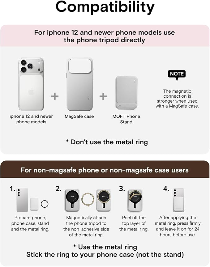 MOFT Phone Tripod Stand & Wallet, NFC Card Holder, Hold 1-2 Cards | Mulit-Angles | Portable l MOVAS Leather | Magsafe Compatible | Easy to Charge | Travel Essential |For Content Creators