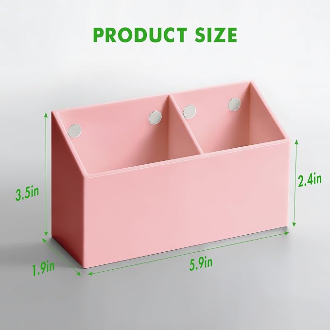 Acrylic Magnetic Pen Holder for Whiteboard,Fridge, School Supplies | Magnet Dry Erase Marker Holder for Refrigerator, Pencil Cup for Teacher Classroom,Office Accessories, Locker Organizer-Pink