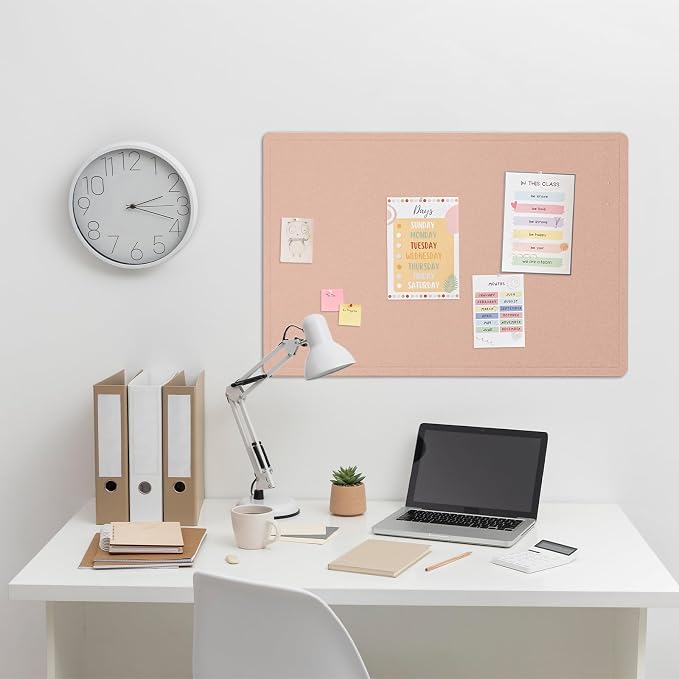 Felt Bulletin Board 36x24 inches, Decorative Pin Board for Home & Office | Cork Board Alternative for Wall with Push Pins, Display Mood Board for Photos, Notes & Reminders