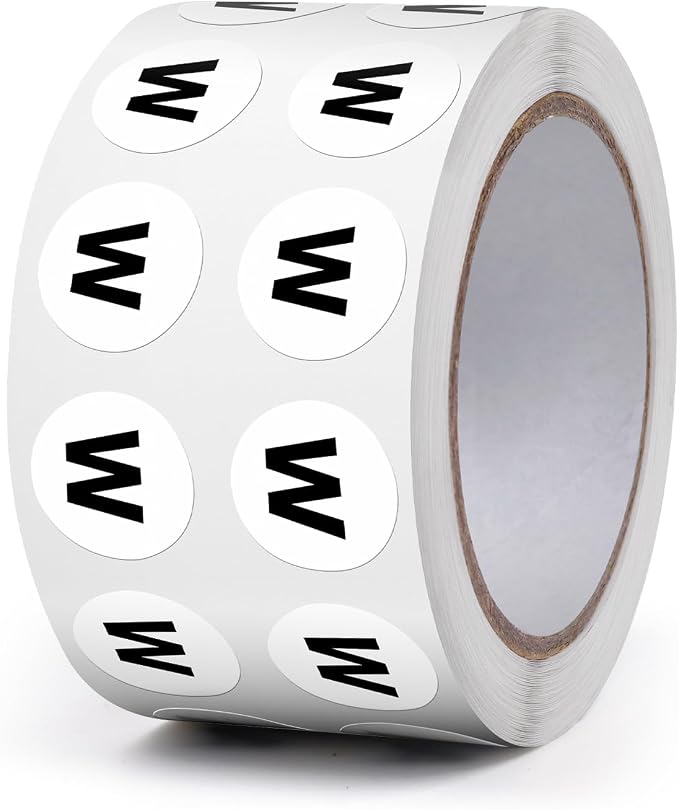 Letter W Stickers 0.5 Inch Vinyl Round Alphabet Label 1000 PCS | Self-Adhesive, Removable, Waterproof, Circle Capital Dots Tags, for Home Office Inventory Classroom