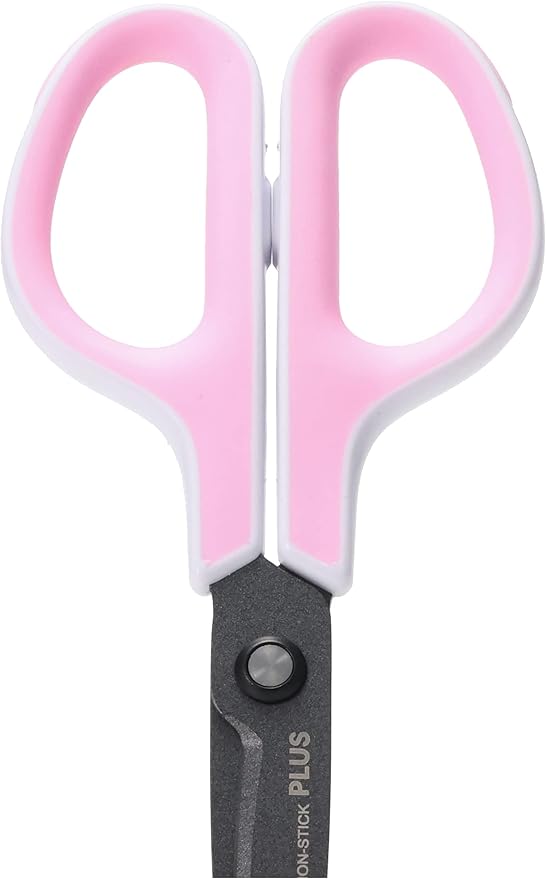 Plus Scissors SC-175SF Fit Cut Curved Fluorine Coated Memory Foam Grip White/Pink 34-547
