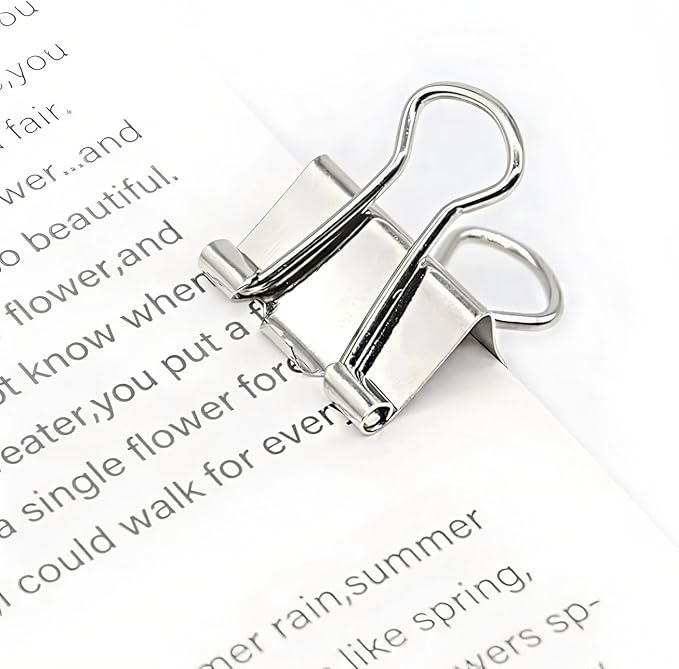 50 Pack Medium Silver Binder Clips 1 Inch (25 mm), Colored Paper Clamps, Middle Size Paper Clips for Office Home School Business 1"