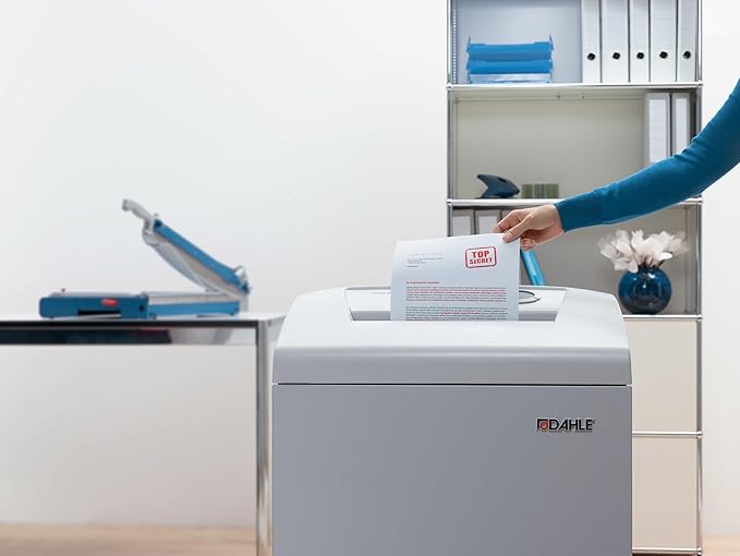 DAHLE CleanTEC 41434 Paper Shredder w/Air Filter, P-7 Super Micro Cut, NSA/CSS 02-01, German Engineered, Jam Protection, Auto Oiler, 8 Sheet Max