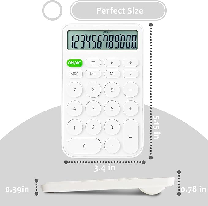 VEWINGL Standard Calculator, 12 Digit Large Display Desktop Calculator with Big Buttons for Office, School, Home & Business