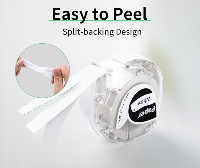 Phomemo P12 Label Tape Compatible with P12 P12PRO LT12 F12 Label Makers | 12mm x 4m Plastic Labeling Tape Thermal Paper Self-Adhesive for Teacher School Name Tags Home Office, Black on White, 3 Pack